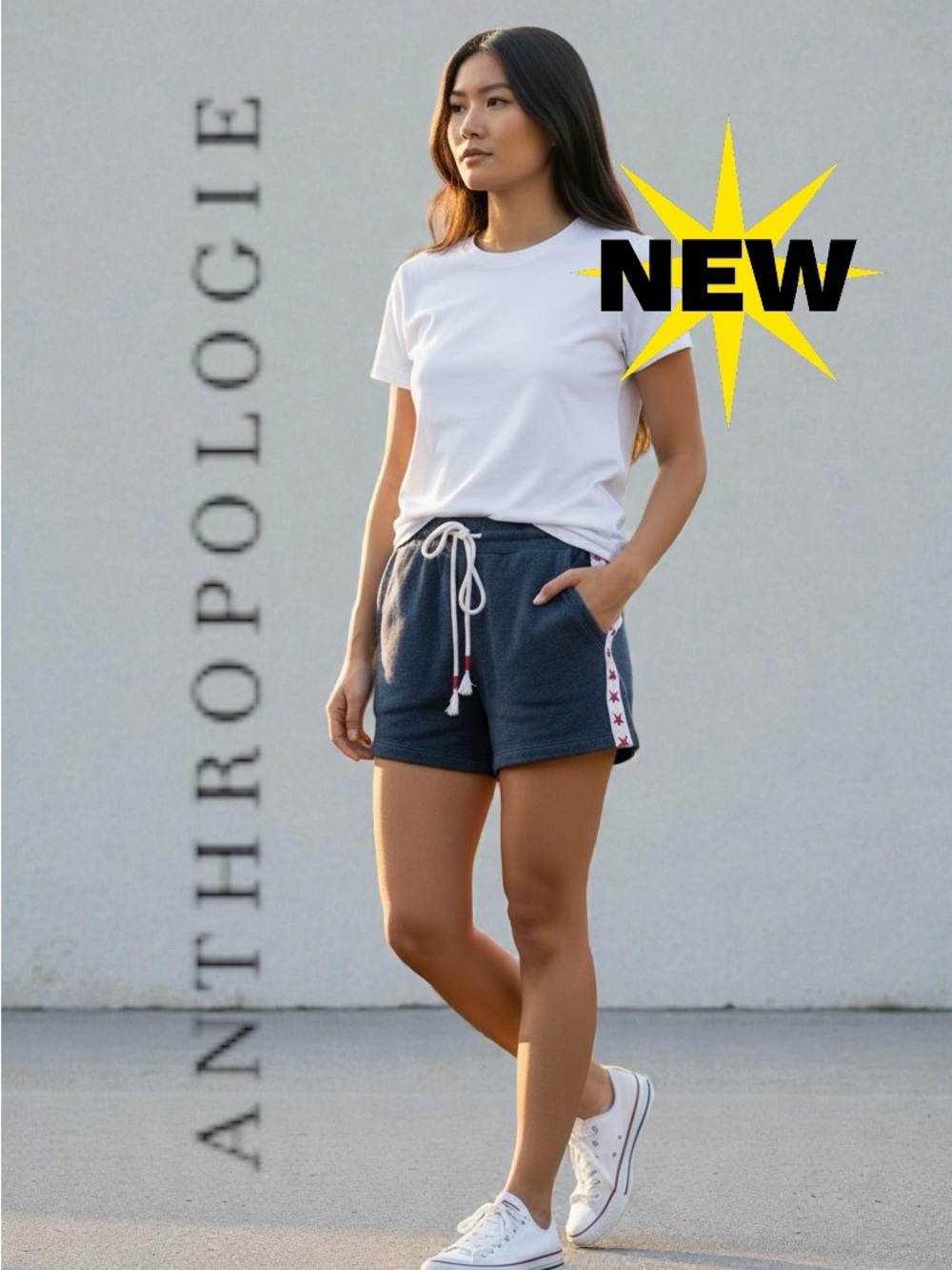 NWT Daily Practice for Anthropologie ❤️🤍💙 knitting shorts with embroidered stars